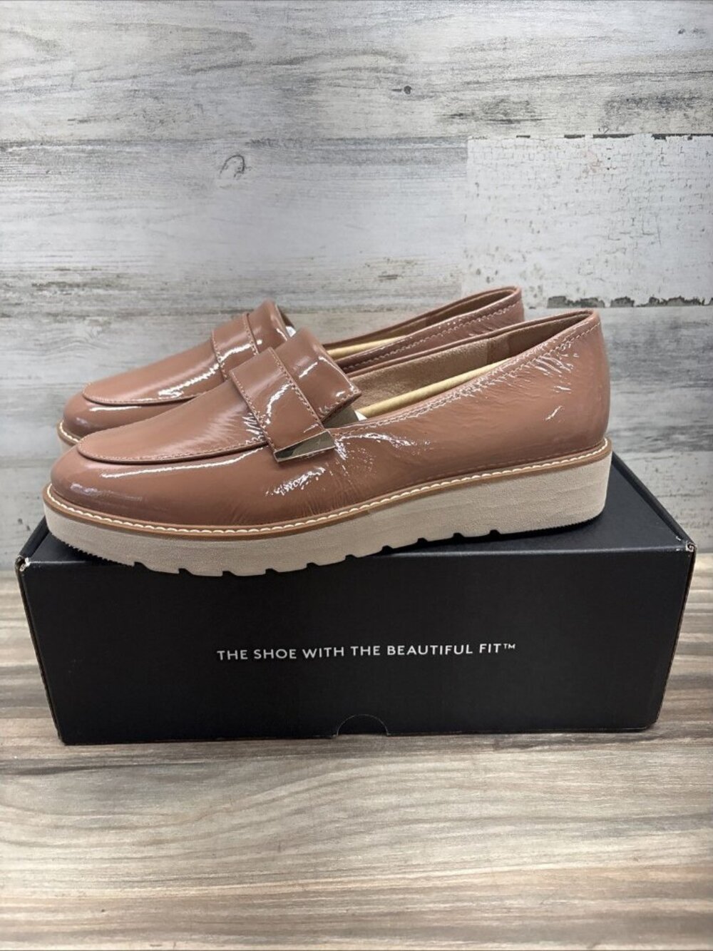 Naturalizer Patent Leather Loafers in Taupe